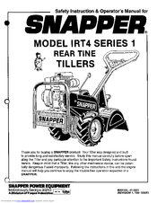 Snapper IRT4 Series 1 Safety Instructions And Operator's Manual