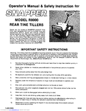 Snapper R8000 Operator's Manual