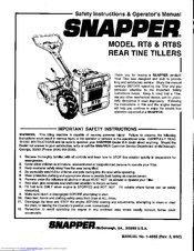 Snapper RT8S Safety Instructions And Operator's Manual