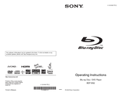 Sony BDP BX2 - 174; Blu-ray DiscTM Player Operating Instructions Manual