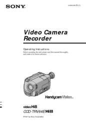 Sony HandycamVisio CCD-TRV64E Hi8 Operating Instructions Manual