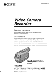 Sony Handycam Vision CCD-TRV62 Operating Instructions Manual