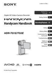 Sony HDR TG1E - Handycam Camcorder - 1080i Getting Started Manual