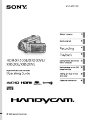 Sony HANDYCAM 4-131-475-11(1) Operating Manual