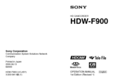 Sony HDCAM HDW-F900 Operation Manual