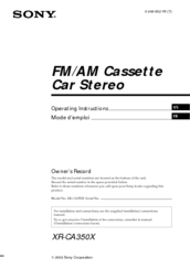 Sony Car Stereo Operating Instructions Manual