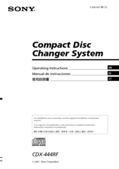 Sony CDX-444RF - Compact Disc Changer System Operating Instructions Manual