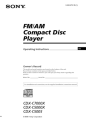 Sony CDX-C5000FP Operating Instructions Manual