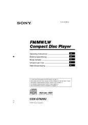 Sony GT620U - CDX Radio / CD Operating Instructions Manual