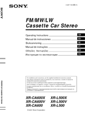 Sony XR-CA600X - Fm/mw/sw Cassette Car Stereo Operating Instructions Manual