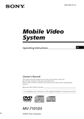 Sony MV7101DS - Mobile DVD Dream System Operating Instructions Manual