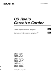 Sony CFD-V25 - Cd Radio Cassette-corder Operating Instructions Manual