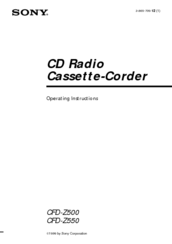 Sony CFD-Z500 - Cd Radio Cassette-corder Operating Instructions Manual