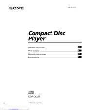 Sony CDP-CX250 - 200 Disc Cd Changer Operating Instructions Manual