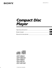 Sony CDP-XB920 Operating Instructions Manual