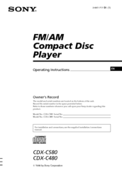 Sony CDX-C480 - Fm/am Compact Disc Player Operating Instructions Manual
