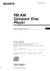 Sony CDX-C5850 - Fm/am Compact Disc Player Operating Instructions Manual