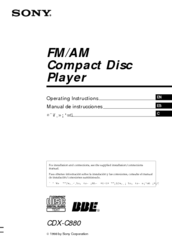 Sony CDX-C880 - Fm/am Compact Disc Player Operating Instructions Manual