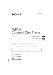 Sony CDX-GT63UIW - Fm/am Compact Disc Player Operating Instructions Manual