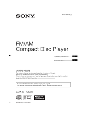 Sony CDX-GT730UI - Fm/am Compact Disc Player Operating Instructions Manual