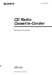 Sony CFD-S47 - Cd Radio Cassette-corder Operating Instructions Manual