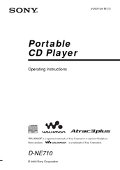 Sony D-NE710 ATRAC  Guide Operating Instructions Manual