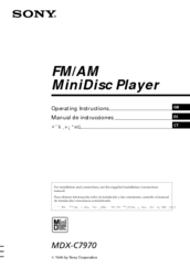 Sony MDX-C7970 Operating Instructions Manual
