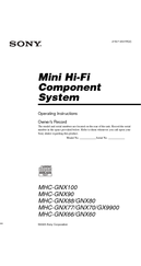 Sony MHC-GX9900 - Mini Hi Fi Component System Operating Instructions Manual