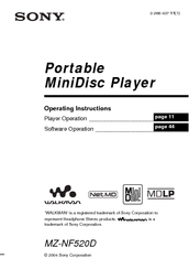 Sony Walkman MZ-NF520D Operating Instructions Manual
