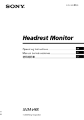 Sony XVM-H65 - Monitor Operating Instructions Manual