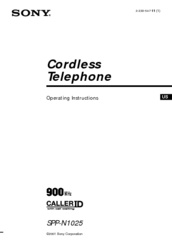 Sony SPP-N1025 - Cordless Telephone Operating Instructions Manual