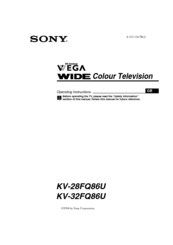 Sony WEGA KV-28FQ86U Operating Instructions Manual