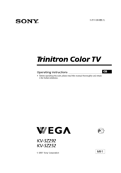 Sony Trinitron WEGA KV-SZ252 Operating Instructions Manual