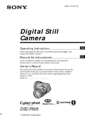 Sony DSC Operating Instructions Manual