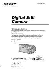 Sony DSC P1 - 3.2MP Digital Camera Operating Instructions Manual