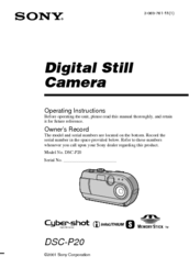 Sony Cyber-shot DSC-P20 Operating Instructions Manual