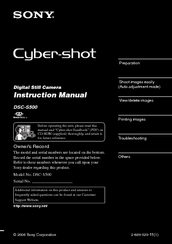 Sony DSC-S500 Cyber-shot Instruction Manual