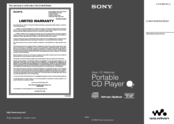 Sony D-NE320 - Atrac Cd Walkman Operating Instructions Manual