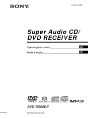 Sony AVD-S500ES - Dvd Player/receiver Operating Instructions Manual
