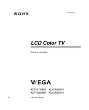 Sony WEGA KLV-S32A10 Operating Instructions Manual
