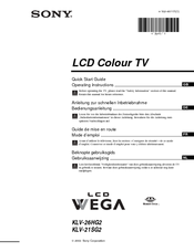 Sony WEGA KLV 26HG2 Operating Instructions Manual