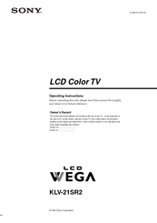 Sony WEGA KLV 21SR2 Operating Instructions Manual
