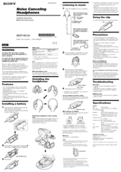 Sony MDR-NC40 Marketing Operating Instructions