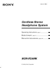 Sony MDR-IF230 Operating Instructions Manual