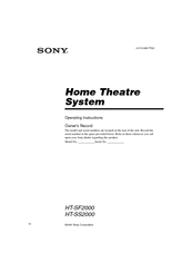 Sony HT-SS2000 - Blu-ray Disc™ Matching Component Home Theater System Operating Instructions Manual