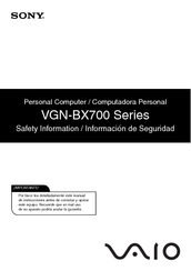 Sony VGNBX740P1 - VAIO - Core 2 Duo 2.2 GHz Safety Information Manual