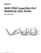 Sony VAIO PCG-Z505HSK User Manual