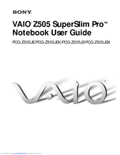 Sony PCG-Z505JE - VAIO - PIII 500 MHz User Manual