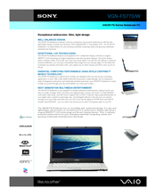 Sony VAIO VGN-FS770W Specification Sheet