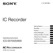 Sony ICD-SX800 Operating Instructions Manual